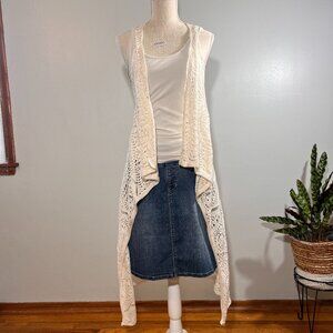 Sonoma Goods For Life Womens Crochet Cream Cardigan Coverup Size OS New